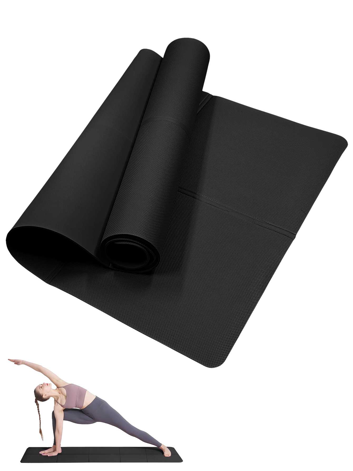 Gymnastics Mat Thick - Tapete de yoga dobrável preto eco