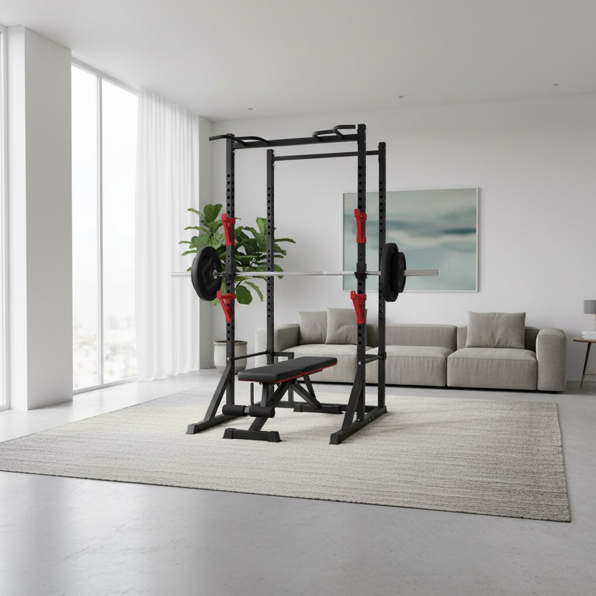 Rack de Força Ajustável com Ba - Home Gym Pull Up Bar avaliação e preço